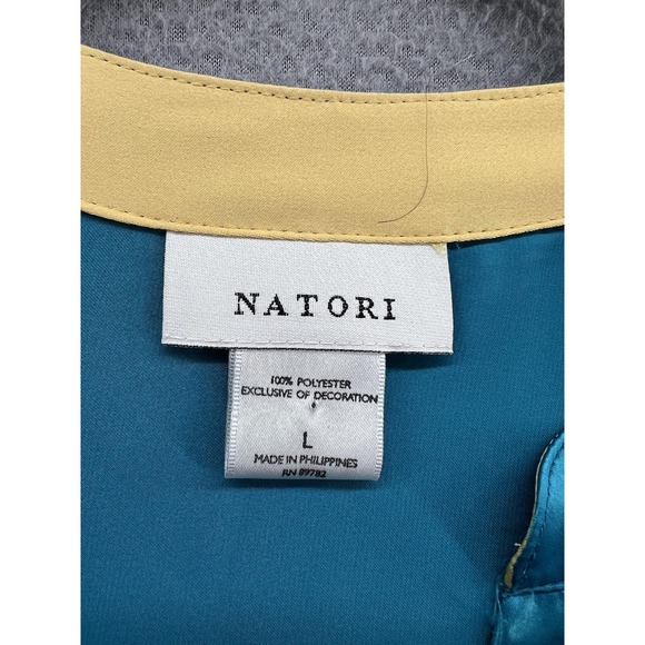 Natori Robe Womens Large Blue Kimono Long Sleeve Bird Floral Embroidered 55in - Picture 15 of 16